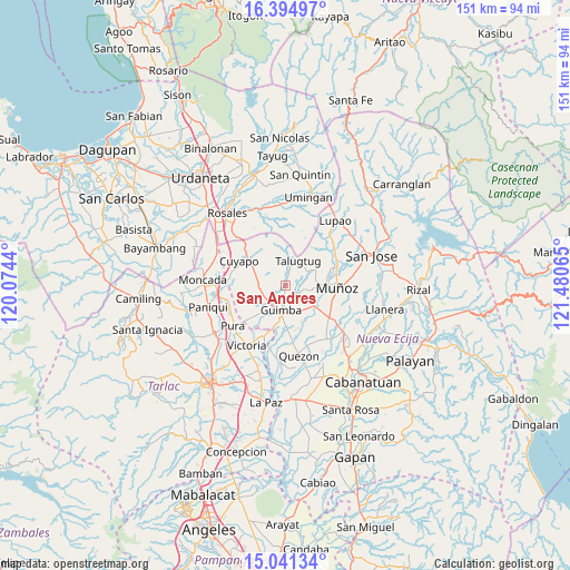 San Andres on map