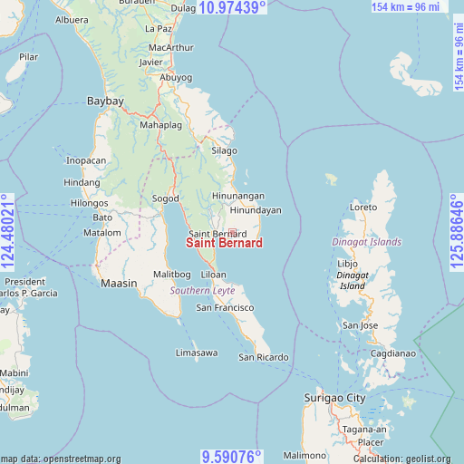 Saint Bernard on map