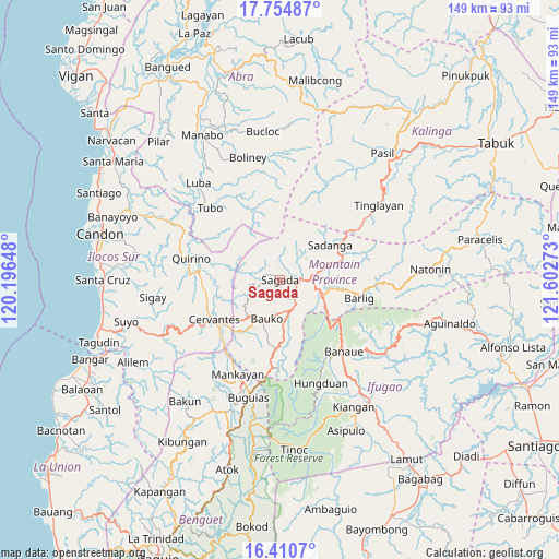 Sagada on map