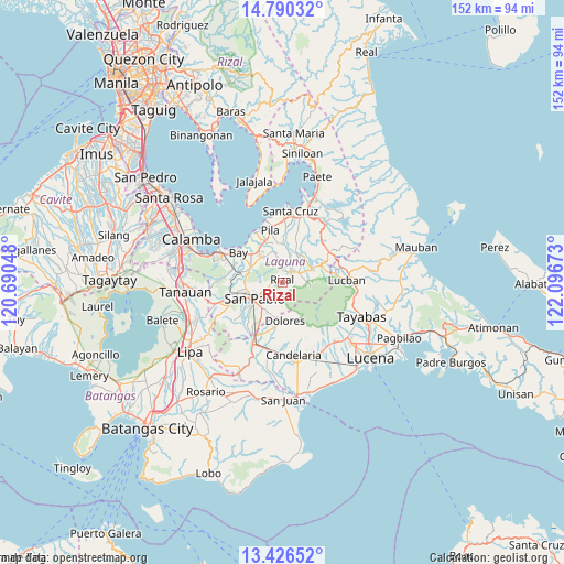 Rizal on map