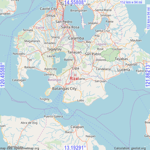 Rizal on map