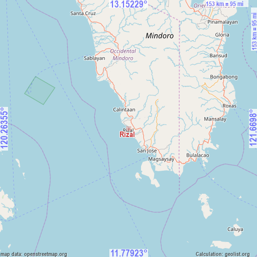 Rizal on map