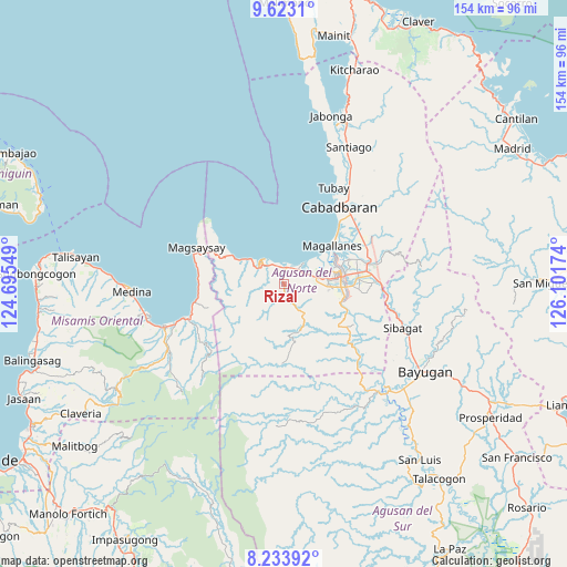 Rizal on map