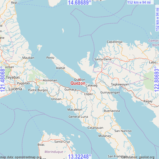 Quezon on map