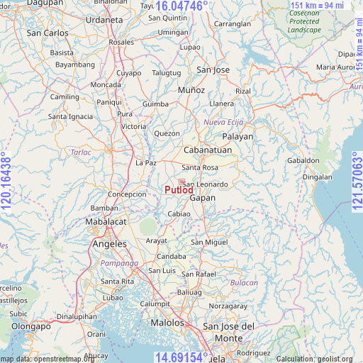 Putlod on map