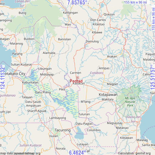 Pedtad on map