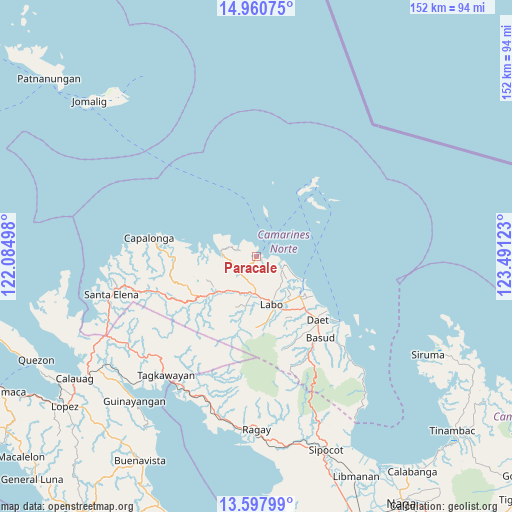 Paracale on map