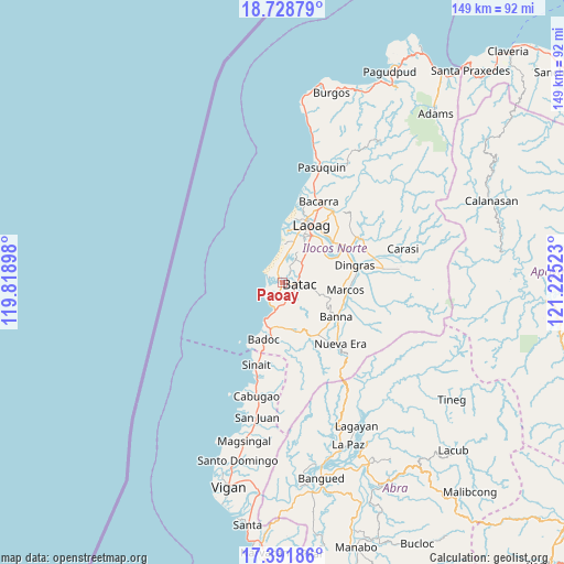 Paoay on map