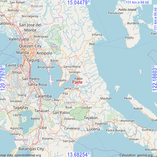 Paete on map