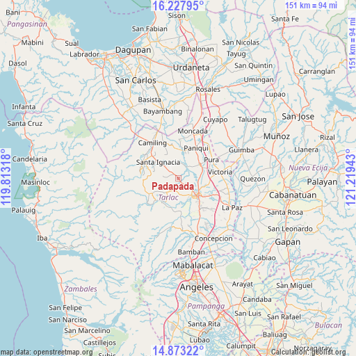 Padapada on map