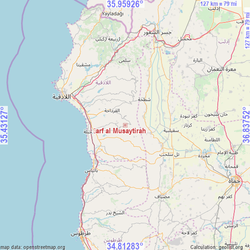 Ḩarf al Musaytirah on map