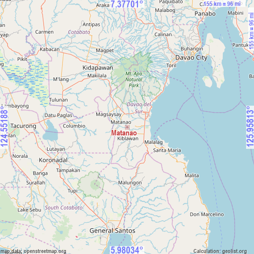 Matanao on map