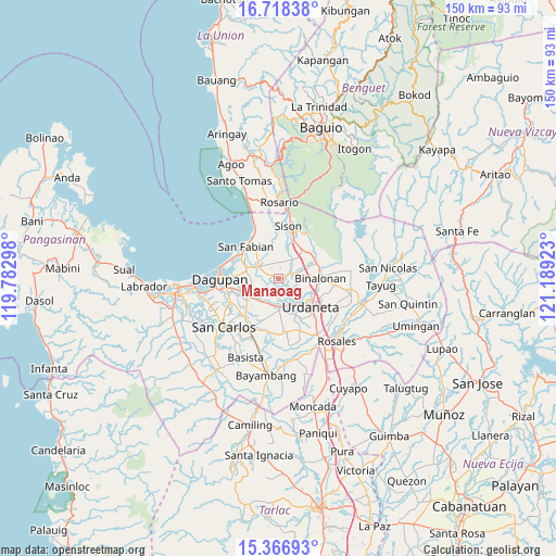 Manaoag on map