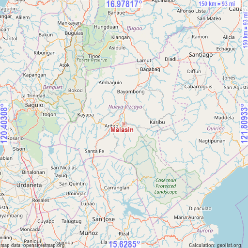 Malasin on map