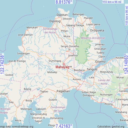 Mahayag on map