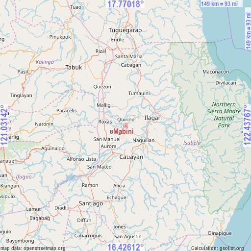 Mabini on map