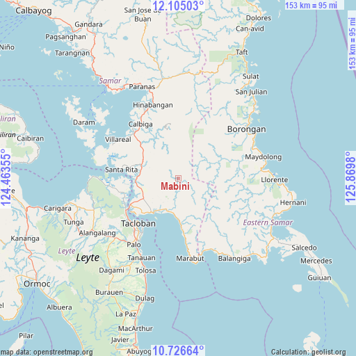 Mabini on map