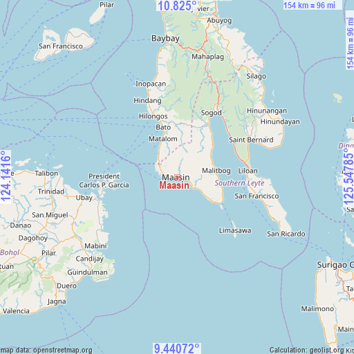 Maasin on map