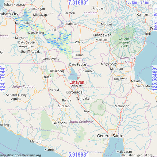 Lutayan on map