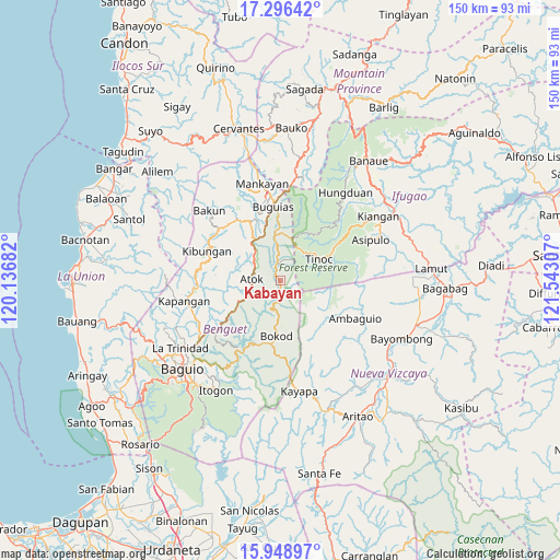 Kabayan on map
