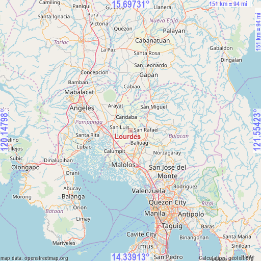 Lourdes on map