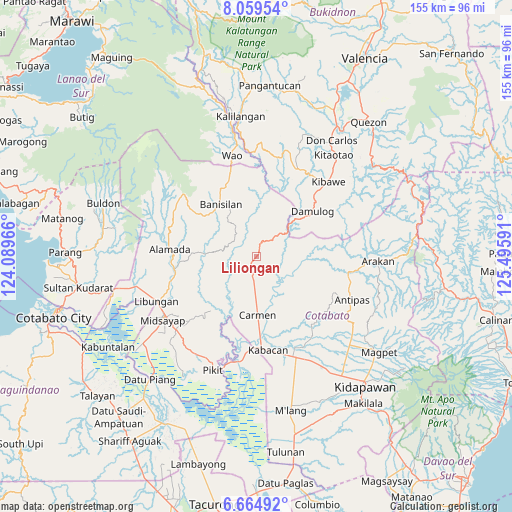 Liliongan on map