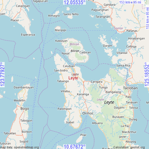 Leyte on map