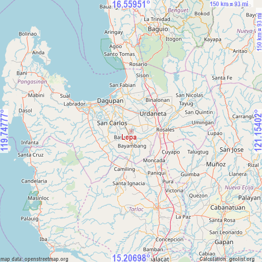 Lepa on map
