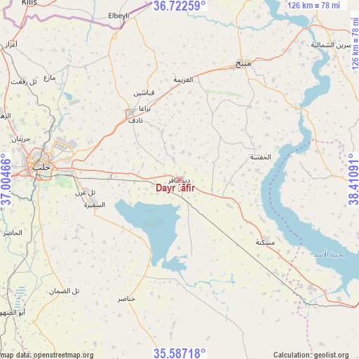 Dayr Ḩāfir on map