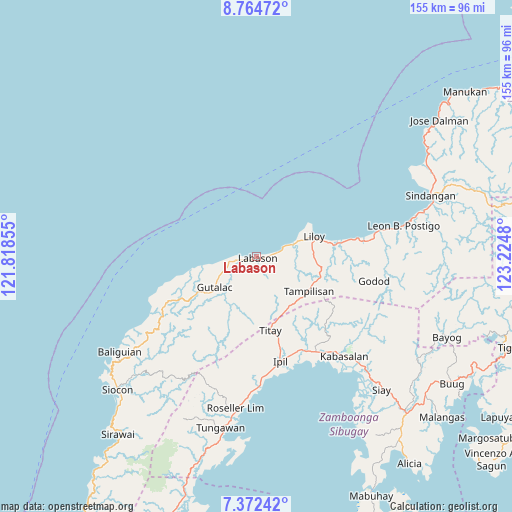 Labason on map