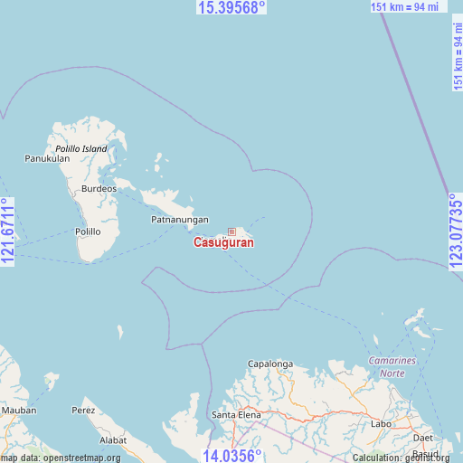 Casuguran on map
