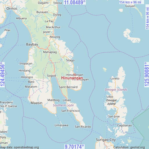 Hinunangan on map