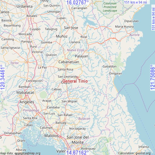 General Tinio on map