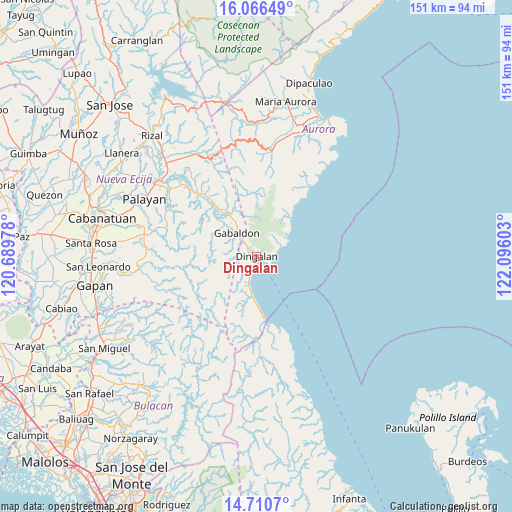 Dingalan on map
