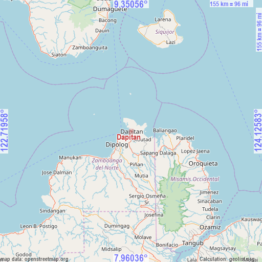 Dapitan on map
