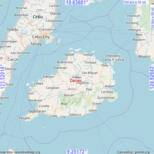 Danao on map