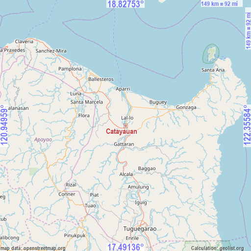 Catayauan on map