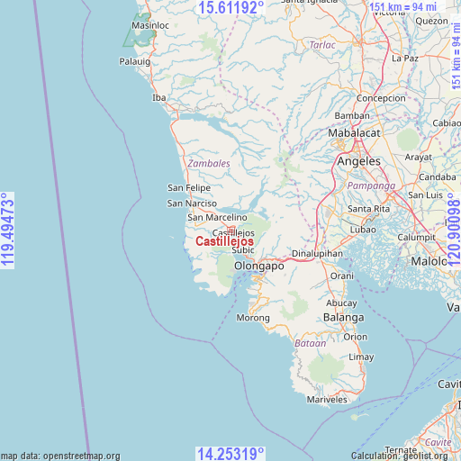 Castillejos on map