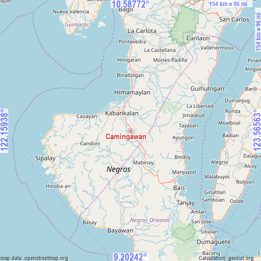 Camingawan on map