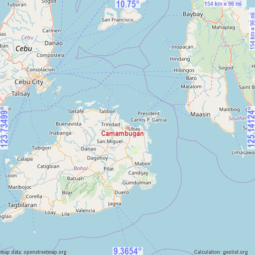 Camambugan on map