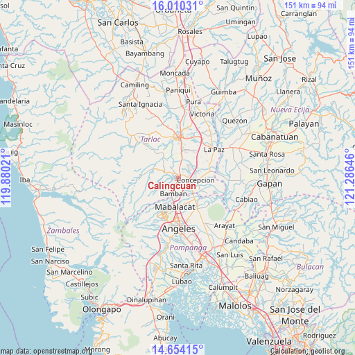 Calingcuan on map