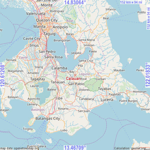 Calauan on map