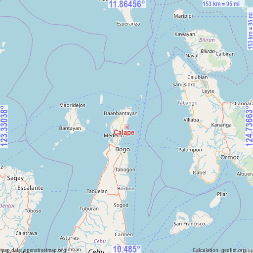 Calape on map