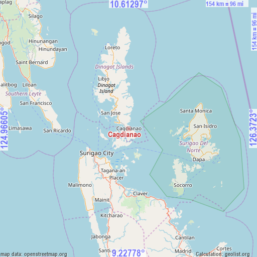 Cagdianao on map