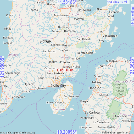 Cabilauan on map