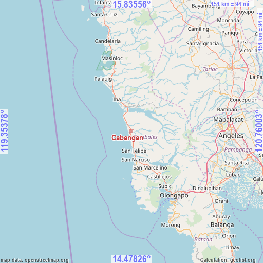 Cabangan on map