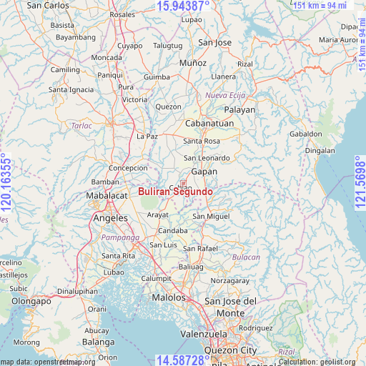 Buliran Segundo on map