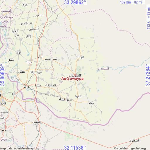 As-Suwayda on map
