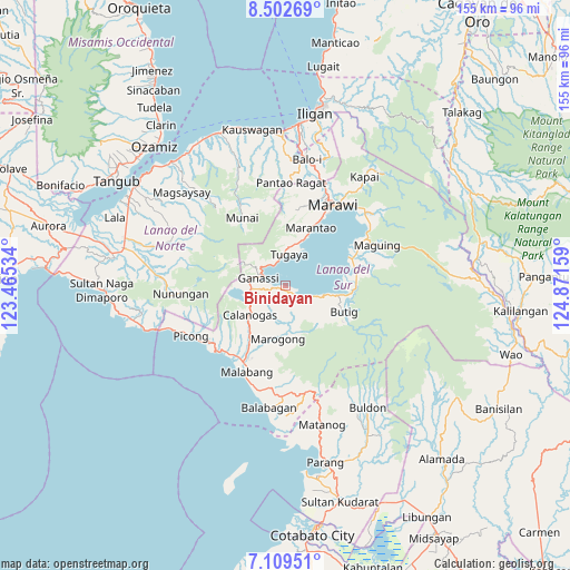Binidayan on map