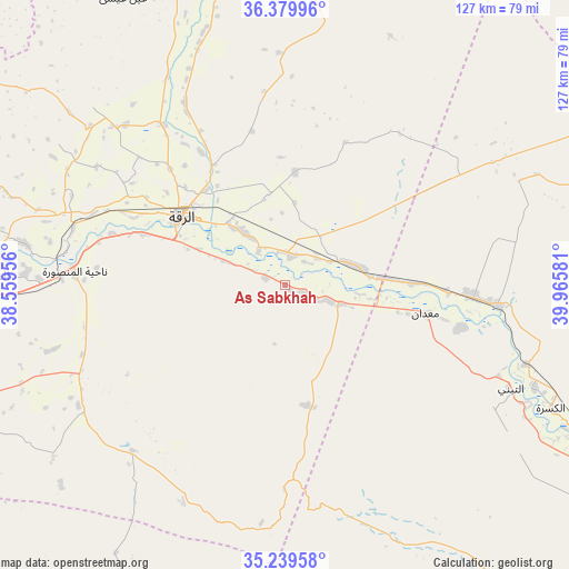 As Sabkhah on map